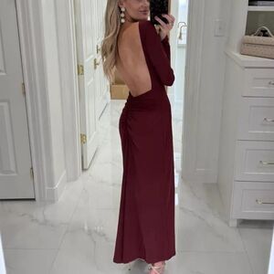 Vici Dress Open Back Long Sleeve Maxi‎ Burgundy Wine Size Extra Small